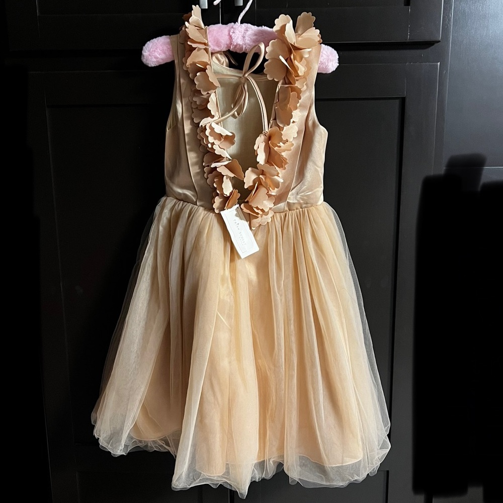 Elegant Cream Kids Dress with Floral Accents